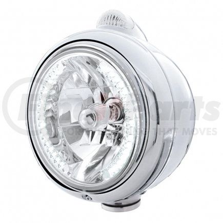 United Pacific 32435 Stainless Steel Guide 682-C Headlight H4 w/ White LED & Dual Mode LED Signal - Clear Lens