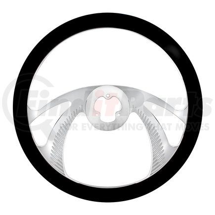 United Pacific 88159 18" Chrome Aluminum "Scorpion" Style Steering Wheel with Black Leather Rim