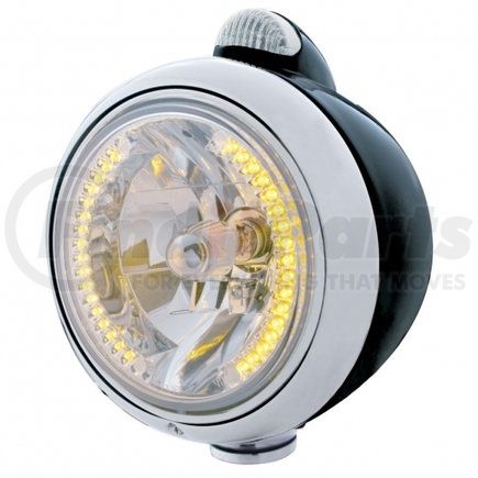 United Pacific 32431 Black Guide 682-C Headlight H4 with Amber LED and Dual Mode LED Signal - Clear Lens