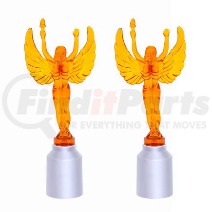 United Pacific 86198 Flying Goddess Bumper Guide Tops - Amber (2 Pack)