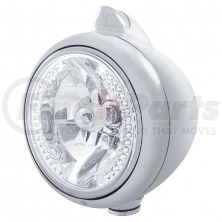United Pacific 32629 Chrome Guide 682-C Headlight H4 w/ White LED & Original Style LED Signal - Clear Lens