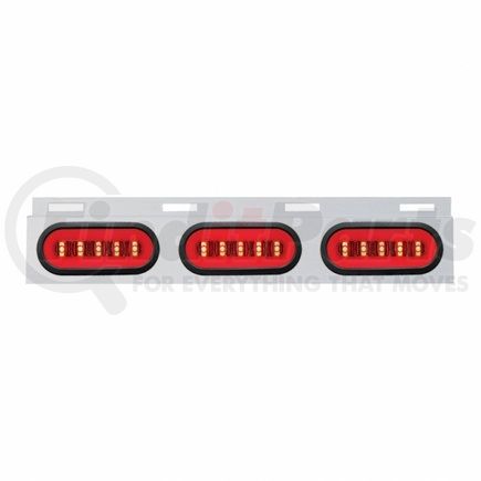 United Pacific 63819 Stainless Top Mud Flap Bracket w/ Three 22 LED 6" Oval "GLO" Lights & Grommet - Red LED/Clear Lens