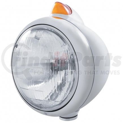 United Pacific 32620 Chrome Guide 682-C Headlight H6024 & Original Style LED Signal - Amber Lens
