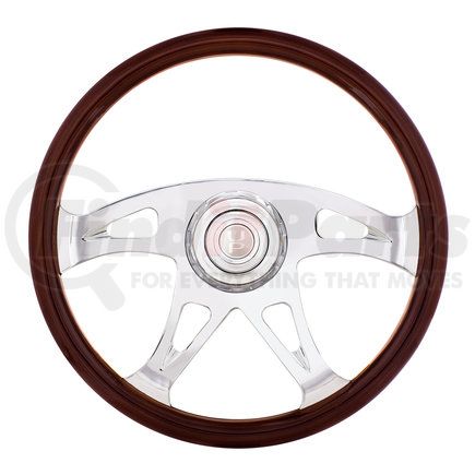 United Pacific 88311 18" Boss Steering Wheel With Chrome Horn Bezel And Horn Button - Woodgrain