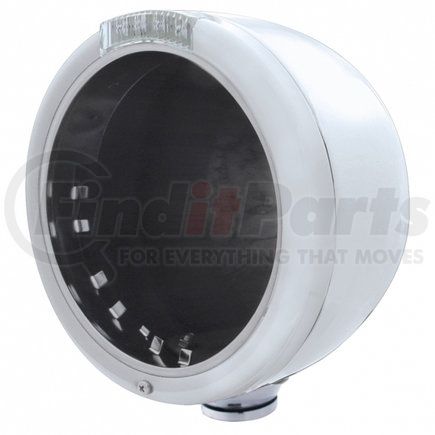 United Pacific 31717 Stainless Steel Classic Half Moon Headlight No Bulb with LED Turn Signal