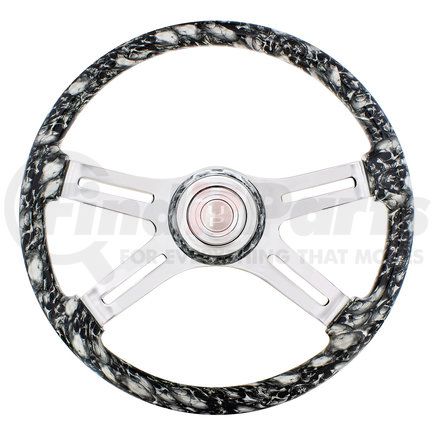 United Pacific 88317 18" 4 Spoke Skull Steering Wheel With Matching Skull Horn Bezel - White