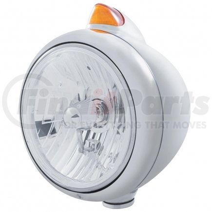 United Pacific 32624 Chrome Guide 682-C Headlight Crystal H4 & Original Style LED Signal - Amber Lens