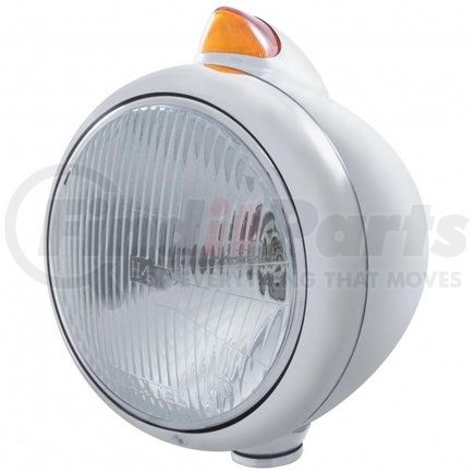 United Pacific 32622 Chrome Guide 682-C Headlight H4 & Original Style LED Signal - Amber Lens