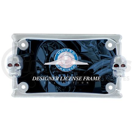 United Pacific 50075 Chrome Two Skull Motorcycle License Plate Frame