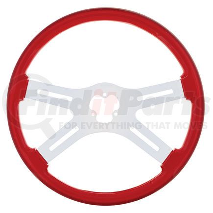 United Pacific 88225 Red Steering Wheel with Chrome Spokes