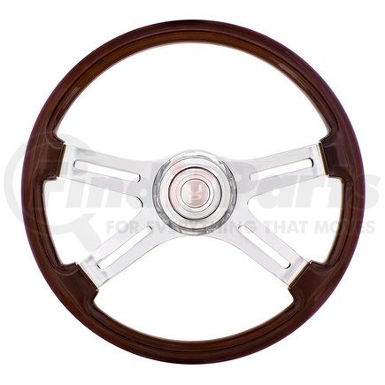 United Pacific 88310 18" 4 Spoke Steering Wheel With Chrome Horn Bezel And Horn Button