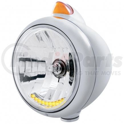 United Pacific 32630 Chrome Guide 682-C Headlight H4 w/ 10 Amber LED & Original Style Turn - Amber Lens