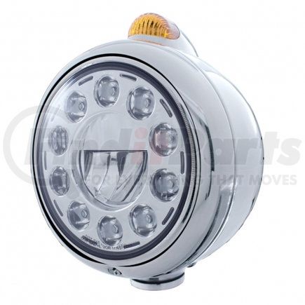 United Pacific 31562 Stainless Steel Guide 682-C Headlight 11 LED Bulb & Dual Mode LED Signal- Amber Lens