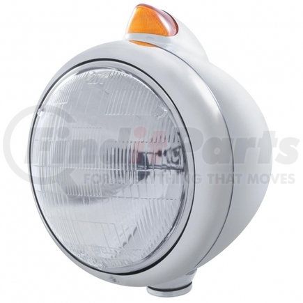 United Pacific 32618 Chrome Guide 682-C Headlight 6014 & Original Style LED Signal - Amber Lens