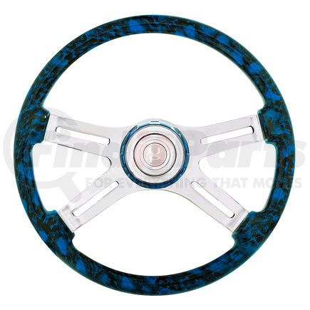 United Pacific 88318 18" 4 Spoke Skull Steering Wheel With Matching Skull Horn Bezel - Blue