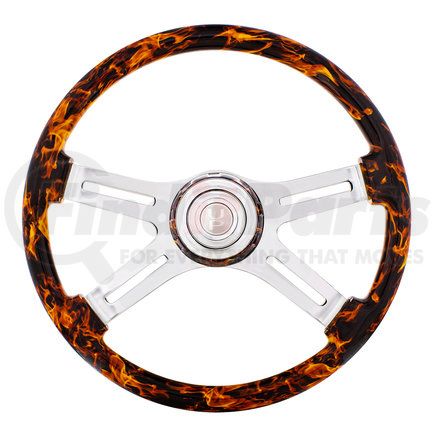 United Pacific 88309 18" Flame Steering Wheel With Matching Flame Bezel