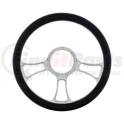 United Pacific 88302 14" Chrome Aluminum Blade Style Steering Wheel with Black Engineered Leather Grip