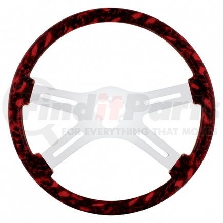 United Pacific 88236 Skull Steering Wheel with Hydro-Dip Wood Finish- Red
