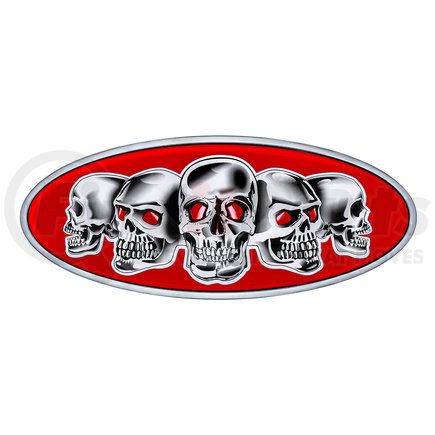 United Pacific 10884 Chrome Die Cast Skull Emblem - Red