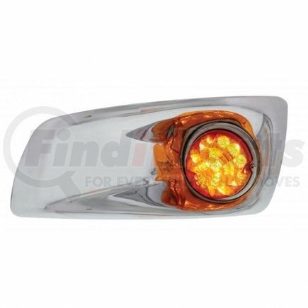 United Pacific 42704 Bumper Light Bezel w/ 17 Amber LED Reflector Watermelon Lights For 2007- 17 KW T660- Driver - Amber Lens