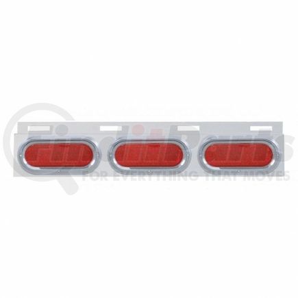 United Pacific 61710 Stainless Top Mud Flap Plate w/ Three 19 LED 6" Oval Lights & Visors - Red LED/Red Lens