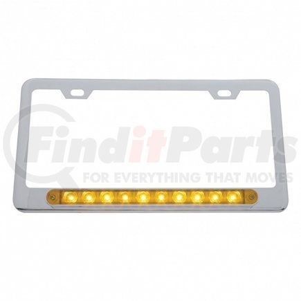 United Pacific 39755 Chrome License Plate Frame w/ 10 LED 9" Light Bar - Amber LED/Amber Lens