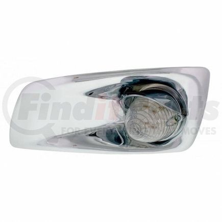 United Pacific 42729 Bumper Light Bezel w/ 19 LED Beehive Light & Visor For 2007- 17 KW T660- Driver - Amber LED/ Clear Lens