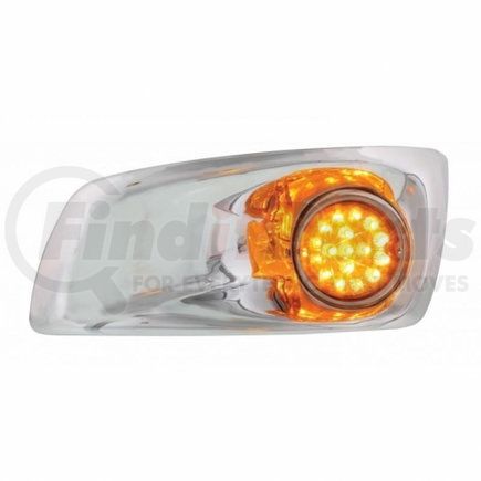 United Pacific 42708 Bumper Light Bezel w/ Amber LED Hi/Lo Clear Style Refl. Light For 2007- 17 KW T660- Driver - Amber Lens