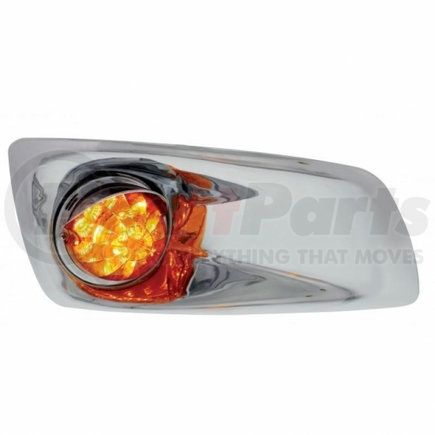 United Pacific 42746 Bumper Light Bezel w/ 17 Amber LED Refl. Watermelon Light & Visors For KW T660- Passenger - Amber Lens