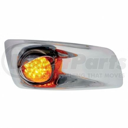 United Pacific 42762 Bumper Light Bezel w/ 19 Amber LED Reflector Light & Visor For 2007- 17 KW T660- Passenger - Amber Lens