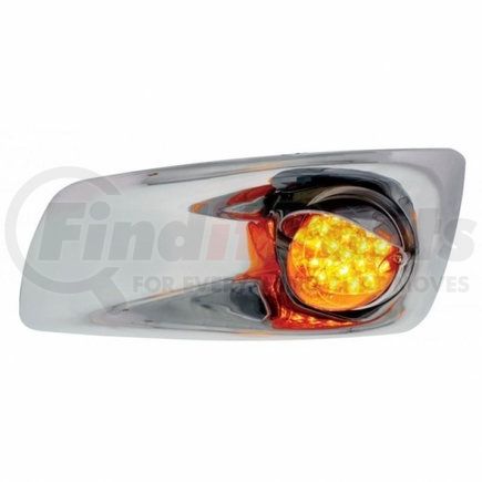 United Pacific 42730 Bumper Light Bezel w/ 19 LED Refl. Light & Visor For 2007- 17 KW T660- Driver - Amber LED/ Amber Lens