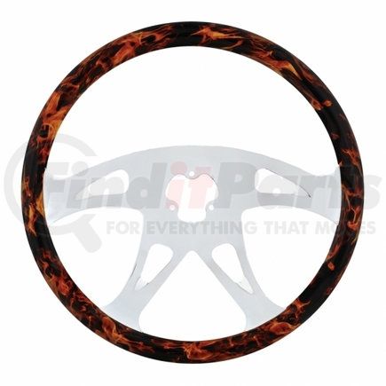 United Pacific 88249 18" Flame Steering Wheel With Hydro- dip Finish Wood - Boss
