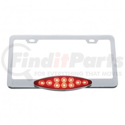 United Pacific 39884 Chrome License Plate Frame w/ 10 LED Cats Eye Light - Red LED/Red Lens