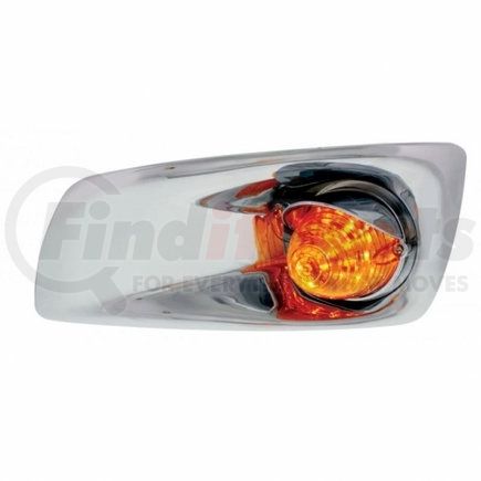 United Pacific 42728 Bumper Light Bezel w/ 19 LED Beehive Light & Visor For 2007- 17 KW T660- Driver - Amber LED/ Amber Lens