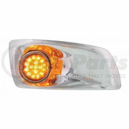 United Pacific 42740 Bumper Light Bezel w/ 17 Amber LED Hi/Lo Clear Style Refl. Light For KW T660- Passenger - Amber Lens