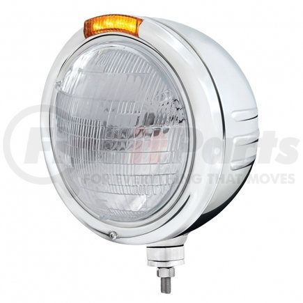 United Pacific 32734 Stainless Steel Classic Embossed Stripe Headlight 6014 and Dual Mode LED Signal