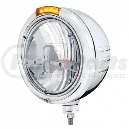 United Pacific 32730 Stainless Steel Classic Embossed Stripe Headlight 5 LED Bulb and Dual Mode LED Signal