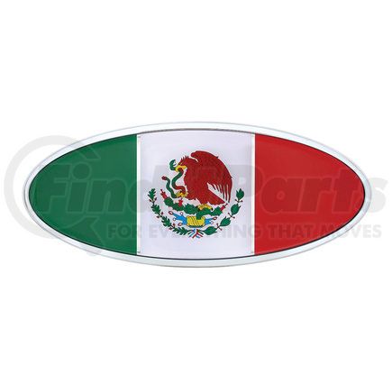 United Pacific 10924 Chrome Oval Emblem - Mexico Flag