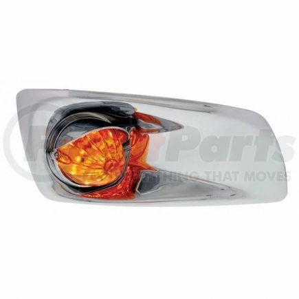 United Pacific 42758 Bumper Light Bezel w/ 19 Amber LED Watermelon Light & Visor For 2007- 17 KW T660- Passenger - Amber Lens