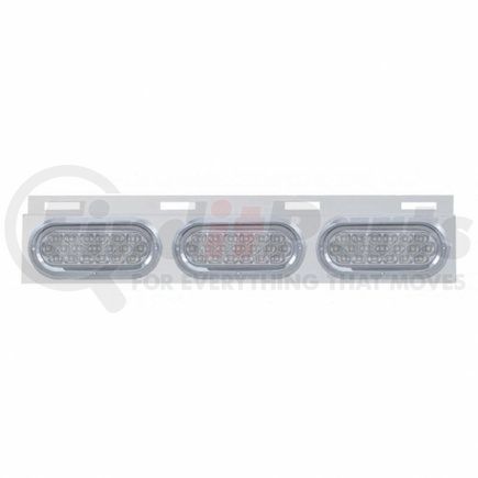 United Pacific 61711 Stainless Top Mud Flap Plate w/ Three 19 LED 6" Oval Lights & Visors - Red LED/Clear Lens