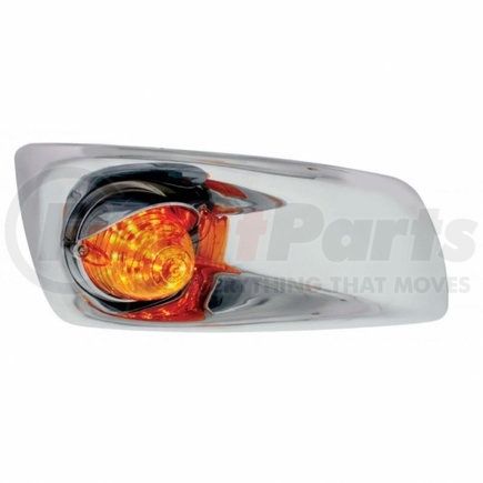 United Pacific 42760 Bumper Light Bezel w/ 19 Amber LED Beehive Light & Visor For 2007- 17 KW T660- Passenger - Amber Lens