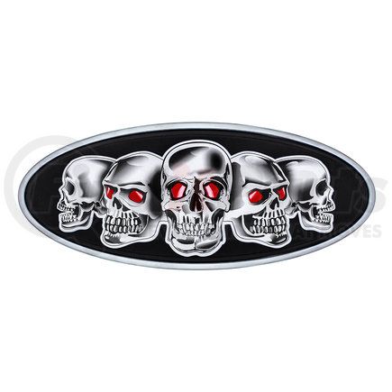 United Pacific 10882 Chrome Die Cast Skull Emblem - Black