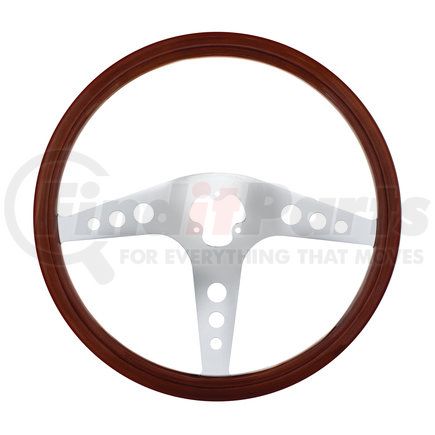 United Pacific 88221 Wood Rim Steering Wheel with Chrome Spokes- "GT"