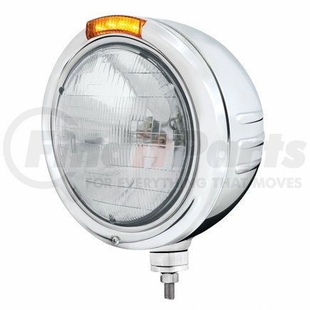 United Pacific 32736 Stainless Steel Classic Embossed Stripe Headlight H6024 and Dual Mode LED Signal