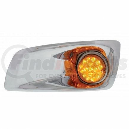 United Pacific 42702 Bumper Light Bezel w/ 17 Amber LED Clear Style Refl. Light For 2007- 17 KW T660- Driver - Amber Lens