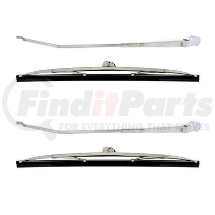 United Pacific 110299 Polished Stainless Steel Wiper Arm and Blade Kit For 1966-77 Ford Bronco