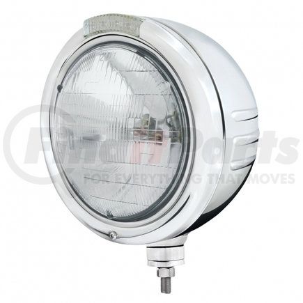 United Pacific 32737 Stainless Steel Classic Embossed Stripe Headlight H6024 and Dual Mode LED Signal