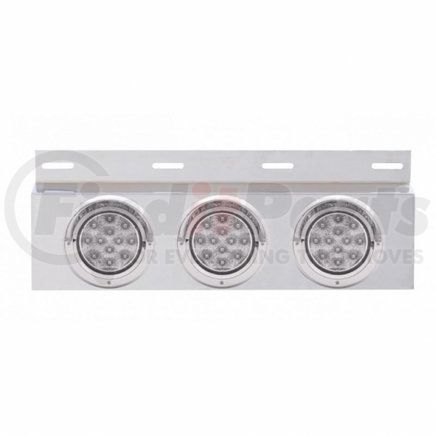 United Pacific 61705 Stainless Top Mud Flap Plate w/ Three 12 LED 4" Lights & Visors - Red LED/Clear Lens