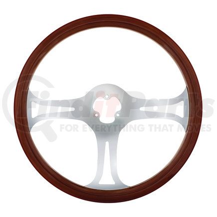 United Pacific 88222 Wood Rim Steering Wheel with Chrome Spokes- "Blade"