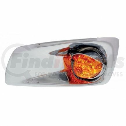 United Pacific 42726 Bumper Light Bezel w/ 19 Amber LED Watermelon Light & Visor For 2007- 17 KW T660- Driver - Amber Lens